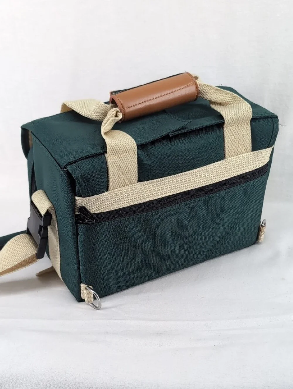 Canon Green Canvas Messenger Bag with Cream Straps
